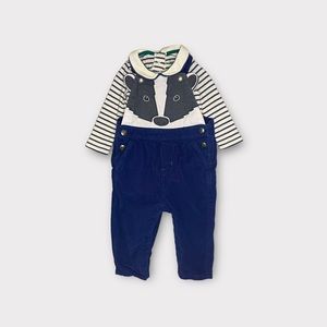 Mini Boden Skunk Applique Corduroy Romper & Bodysuit Set